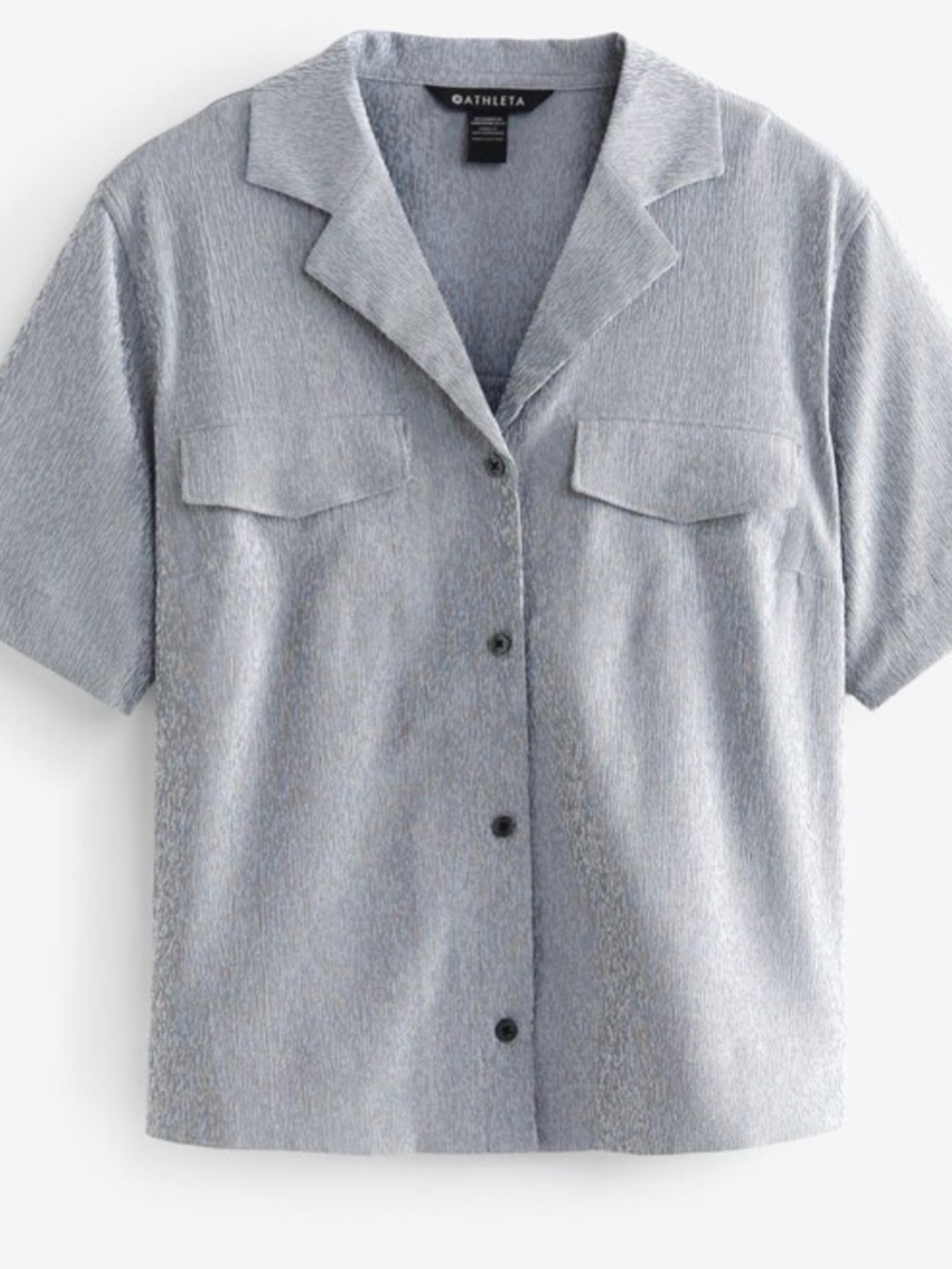 Athleta Women’s Echo Light Gray Short Sleeve Camp Shirt NWOT Medium